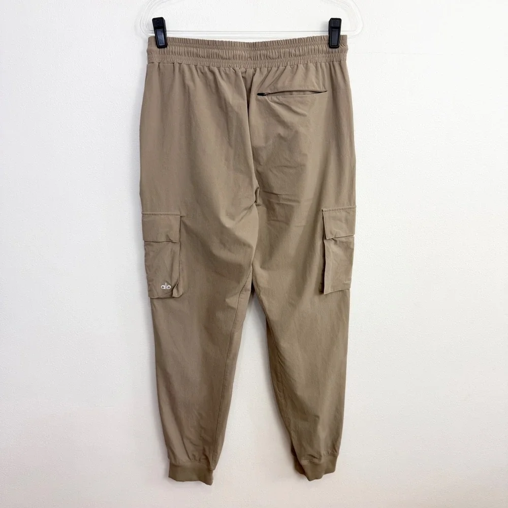 Alo Yoga Cargo Jogger Pants Taupe High Rise Drawstring Performance Large